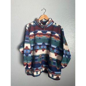 Vintage Pk Elliot petite multicolor Aztec neck zip sweater